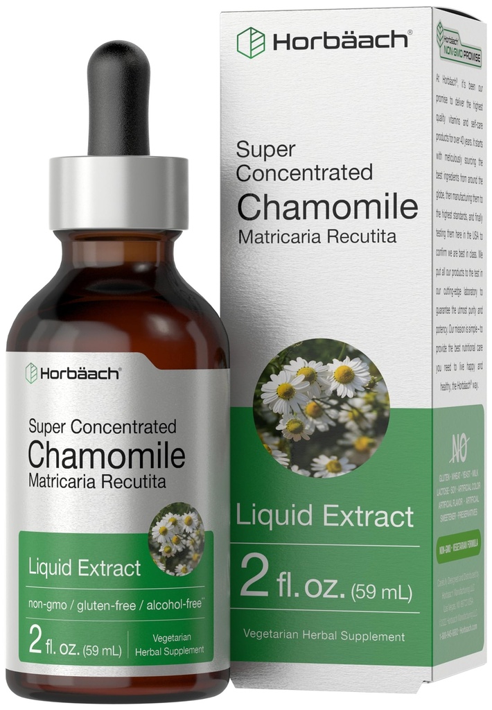 Horbäach kamille ekstrakt flytende | 2 fl oz tinktur | alkohol gratis | Super konsentrert urt Supplement | vegetarisk  Drop Ikke-GMO, Glutenfri