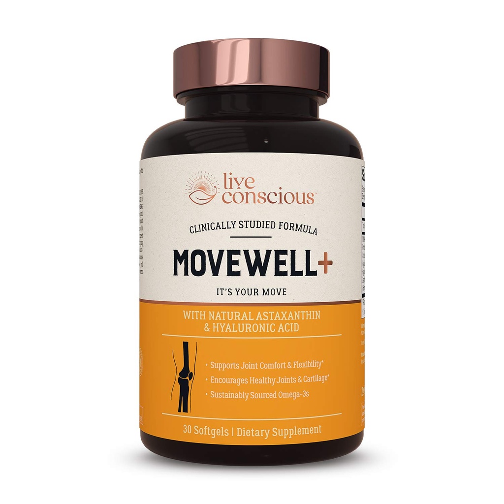 Live bevisst felles helse supplement - MoveWell Plus Antarktis krill olje, naturlig astaxanthin og hyaluronsyre | Outperforms glukosamin