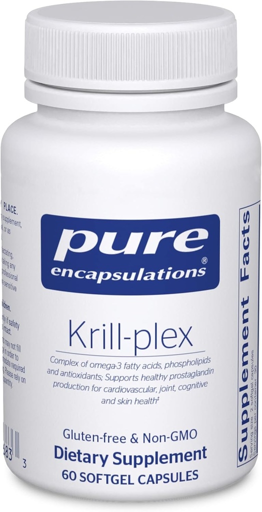 Rene kapslinger Krill-Plex | støtter menstruell komfort, hjertehelse, felles støtte, kognitiv funksjon og hud helse | 60 Softgel kapsler