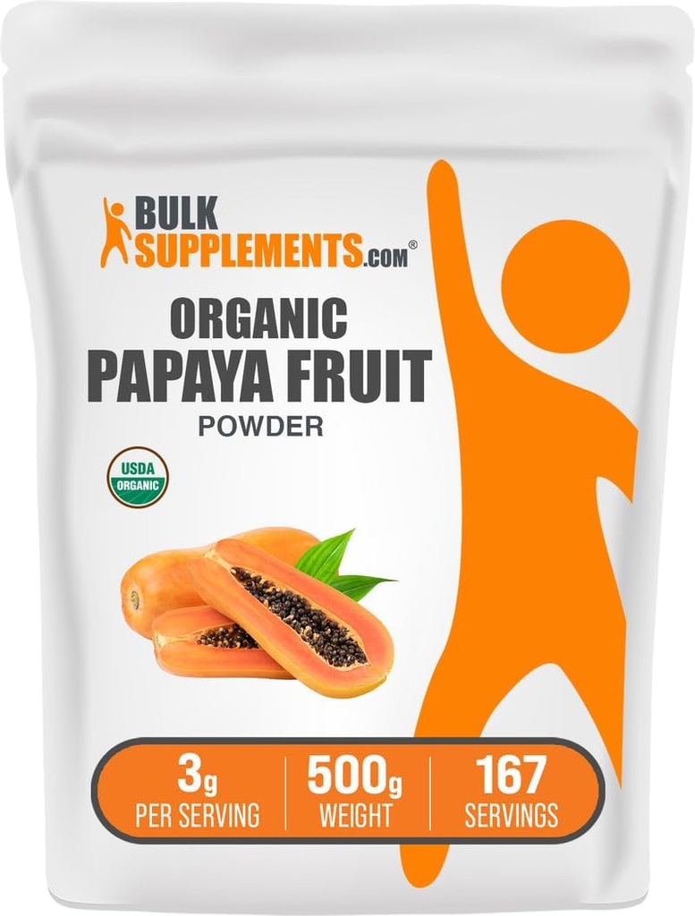 BulkSupplements.com Økologisk Papaya Frukt pulver - Flavoring pulver, kildet fra Carica Papaya Frukt - Glutenfri, 3g per servering, 500g (1,1 lbs) (Pack of 1)