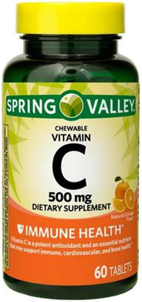 C-vitamin immun helse kosttilskudd Chewable tabletter, orange, 500 mg, 60 greve