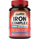 Iron Supplement for kvinner og menn, med vitaminer C, B6, B12 & Folate for jernmangel, Blood Building & Energy Support, Magevennlig, Bedre absorpsjon, Ikke-GMO, Ingen Gluten,120 Vegan Caps