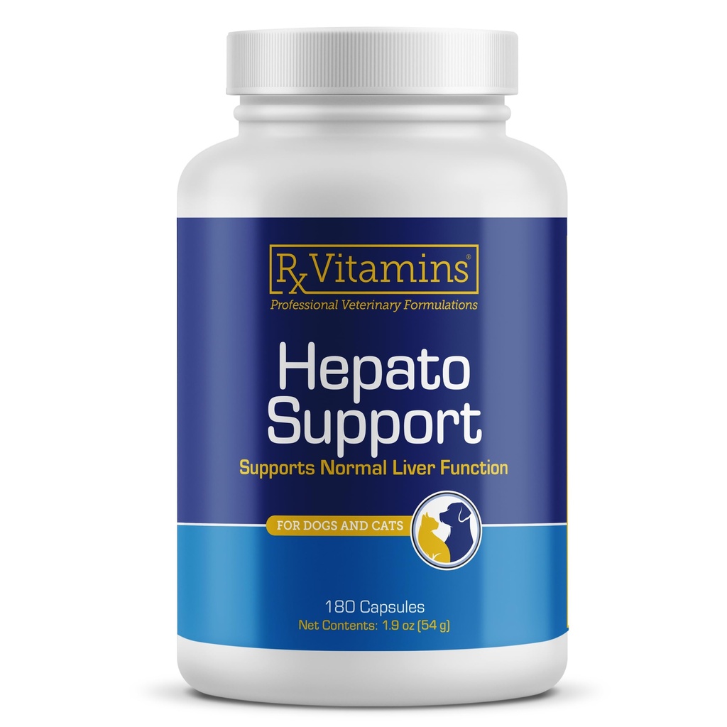 Rx Vitaminer Elever støtte for hunder og katter - Liver støtte Supplement med Melke Thistle for hunder og katter - lever hunde Supplement beriket med vitamin B kompleks - 180 kapsler
