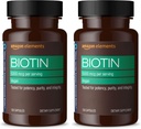 Elementer Vegan Biotin 5000 mcg - Hår, hud, negler, 130 kapsler (4 måneders forsyning) (Packing May Vary) (Pack of 2)