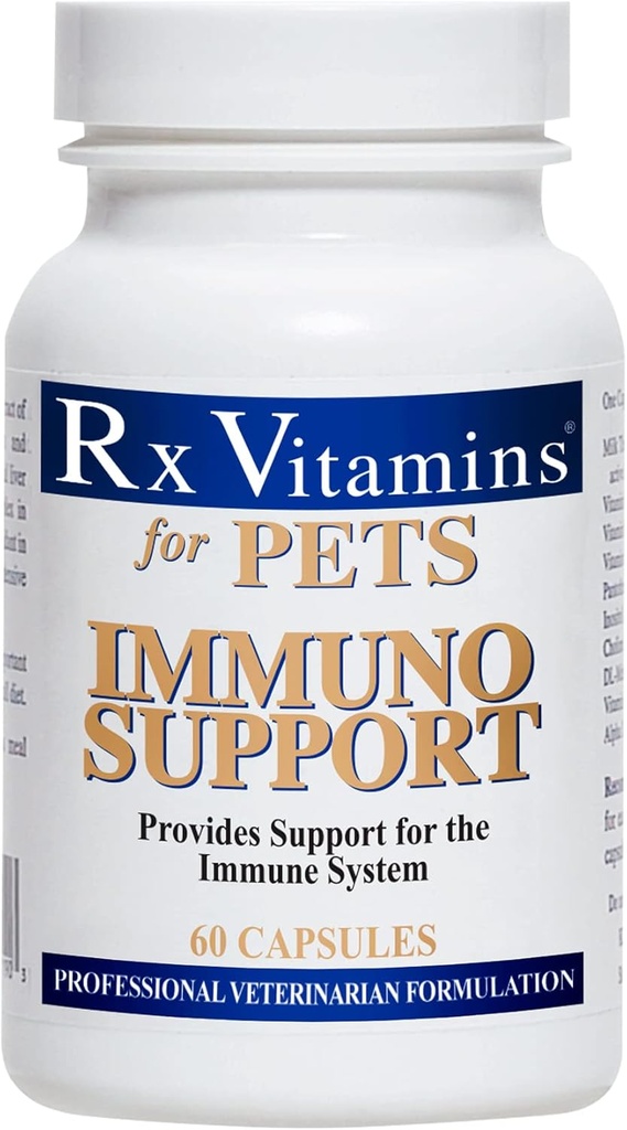 Rx vitaminer for Kjæledyr Immunologisk støtte for hunder og katter - Immunsystem Support - Hjelp Brain Function Bones Muskler Stress & aldring - 60 Kapsler