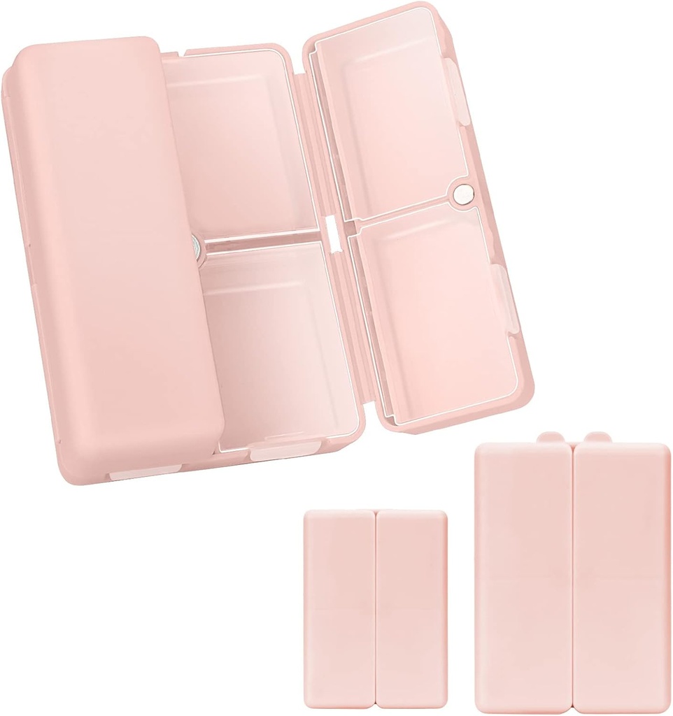 FYY 2 Pcs Daily Pill Organizer, 7 Sammenligninger Portable Pill Case Travel Pill Organizer,[Folding Design] Pill Box for Purse Pocket å holde vitaminer, Cod Liver Oil,Supplements og Medisinering-Pink