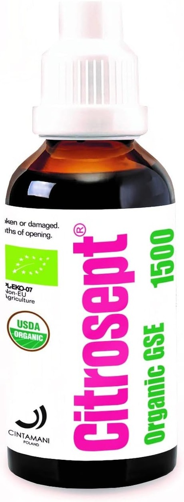 Citrosept organisk GSE, høy kvalitet ekstraksjonsprosess for renhet | Maks styrke | Original Grapefrukt frø ekstrakt flytende med antioksidant egenskaper | immunsystem støtte | 1 x 50ml flaske