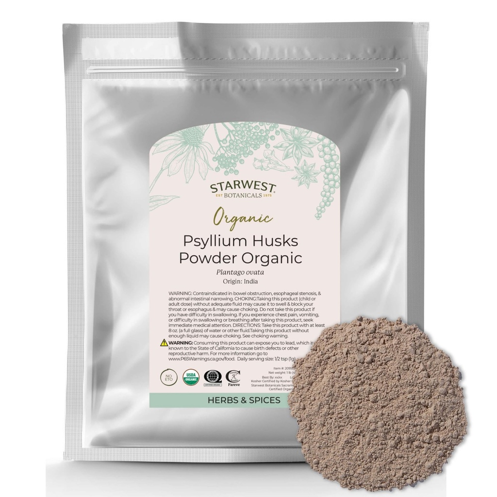 Starwest Botanicals Organic Psyllium Husk pulver, 1 pund