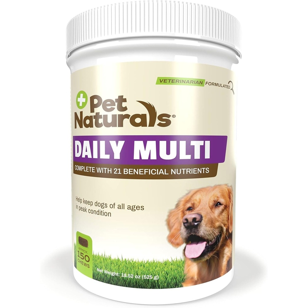 Kjæledyr Naturals Daily Multivitamin for hunder, Veggie Flavor, 150 Chews - Yummy Chews med Aminosyrer og antioksidanter - støtter energi, metabolsk funksjon og kjæledyr velvære