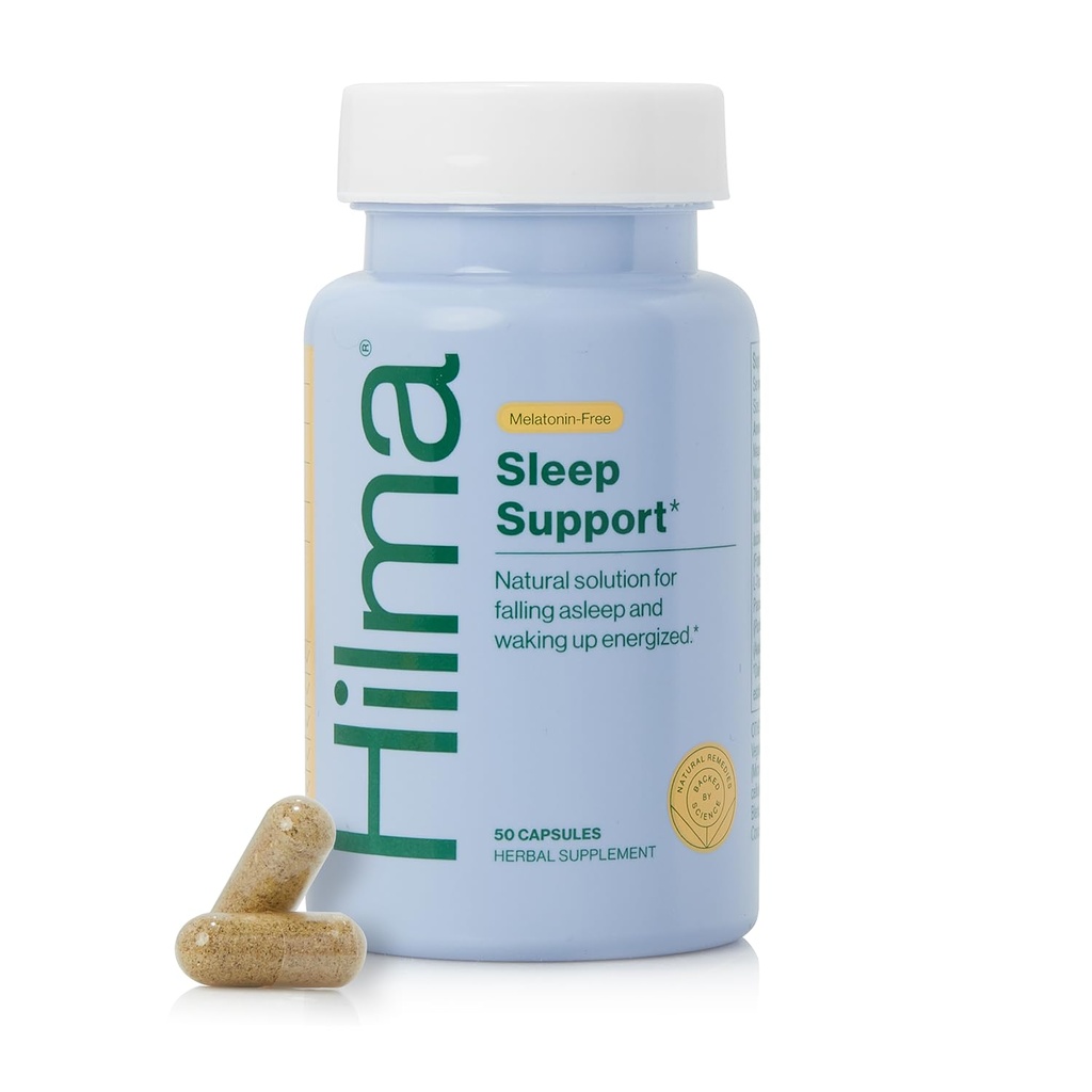 Hilma Sleep Aid Formulert med Magnesium & L-Theanine, naturlige søvnhjelp for voksne å hjelpe deg å falle i søvn og holde deg sove Melatonin-fri, ikke-Drowsy neste dag formel, 50 Vegan Kapsler