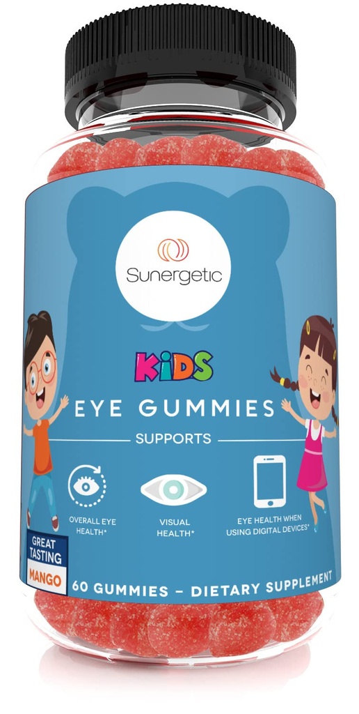 Premium Eye Support Gummier for barn - Lutein med Zeaxanthin støtter generell øyehelse, visjon og Macular Health - Klinisk studert Lutein & Zeaxanthin med Lutemax 2020-60 Gummies