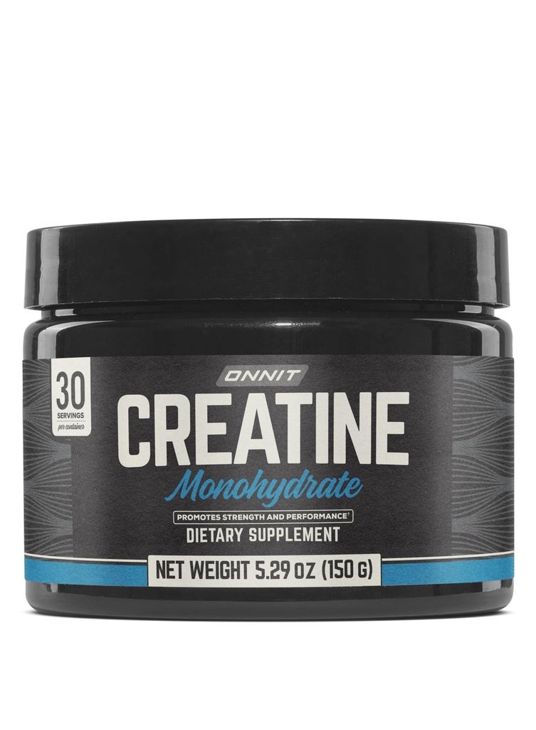 ONNIT Kreatin Monohydrat pulver, IGEN(TM) Ikke-GMO testet 5g premium kreatin for muskelstyrke, kraft og lean masse, støtter hjernehelse, hjernecellulær energi, uovertruffen, 30 serveringer, 5,29 oz