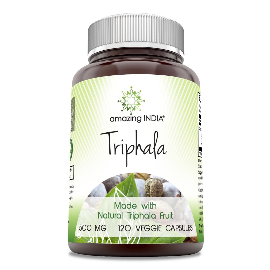 Amazing India Naturlig Trippela Supplement | 500 Mg per servering | 120 Veggie kapsler | Ikke-GMO | Glutenfri | laget i USA