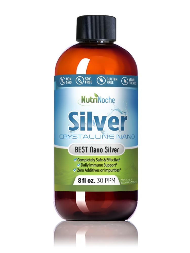 NutriNoche Colloidal Silver Liquid - Premium sølv for immunstøtte - Organic Plata Coloidal para Tomar - 99.99% Ultra Pure Nano Partikler for optimal absorpsjon - 30 ppm 8 oz