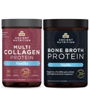 Antikk ernæring Multi collagen Protein pulver, Vanilla, 24 serveringer + Bone Broth Protein pulver, Vanilla, 20 serveringer