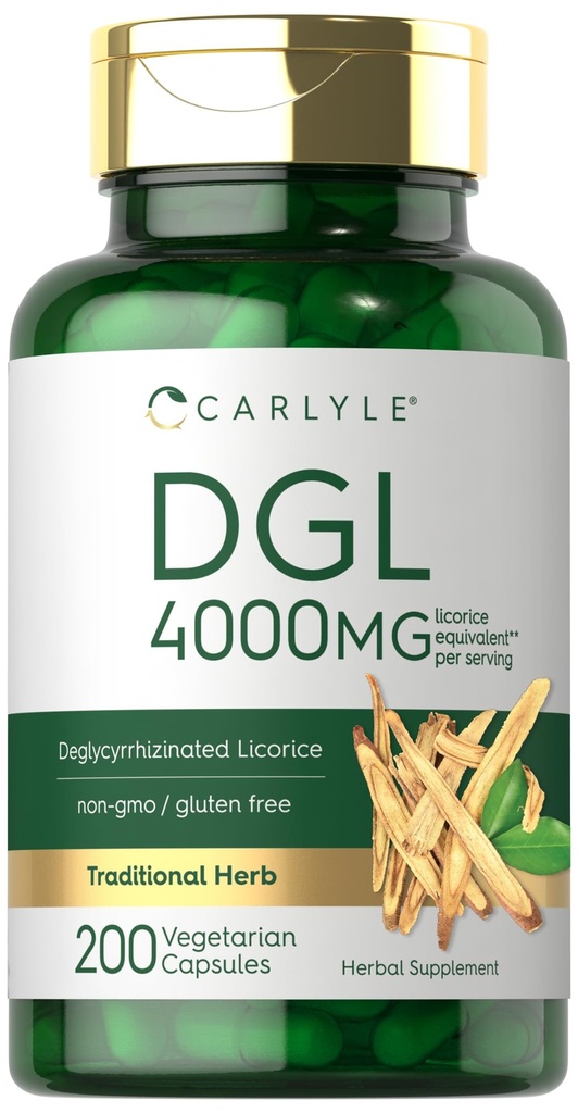 Carlyle DGL Deglycyrrhizinated Licorise Capsules | 200 greve |mg | Vegetarisk, ikke-GMO & Glutenfri Supplement