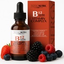 Ekstra styrke flytende B12 vitamindråper- vitaminer B12, B6, B3-vegan og ikke GMO-øyeblikk energi, fokus og metabolisme støtte med grønn te, karnitin & Ginkgo Biloba- Alternativ til B kompleks kapsel
