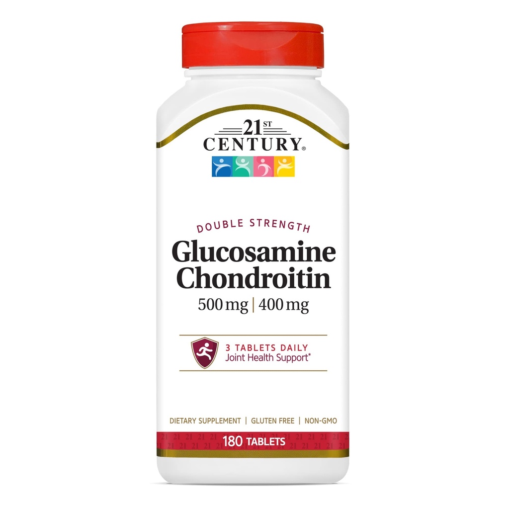 21st Century Glucosamine Chondroitin 500/400mg - Dobbel styrke tabletter, 180 Telling