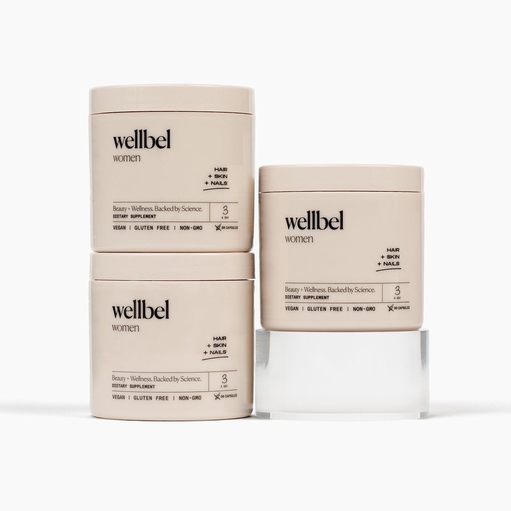 WELLBEL kvinner Clean Supplement for hår, hud og negler, Vegan, Glutenfri og ikke GMO 90 Count (3 pakke)