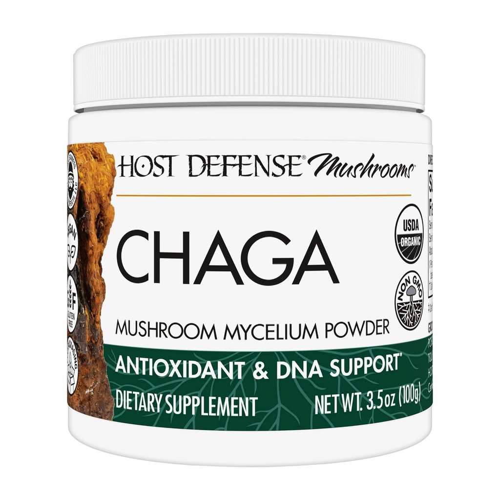 Host Defense Chaga pulver - immunsystem støtte supplement - Chaga Mushroom pulver for antioksidant aktivitetsstøtte - Dietary Mushroom Supplement - 3,5 oz (66 Serveringer)*