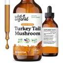 Wild & Organic Tyrkia Tail Mushroom Tinktur - immunstøtte faller med Tyrkia Tail Extract - Flytende Mushroom Supplement for Gut Support - Vegan, sukker og alkohol-fri - 4 fl oz