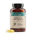 NatureWise Ultra Omega 3 Fish Oil 2200 mg - Triglycerid Form - Lemon Flavor - Wild-Caught Fish Oil + EPA & DHA - støtter hjernen og hjertet helse - Burpless, ikke-GMO - 60 Softgels[1-måneders forsyning]