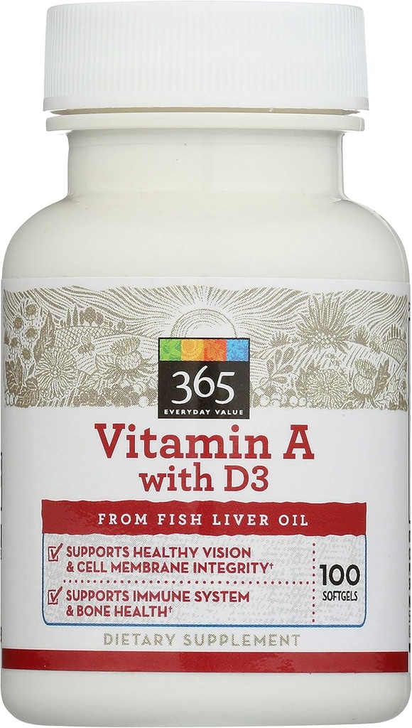 365 av hele matmarkedet, vitamin A med D3, 100 ct