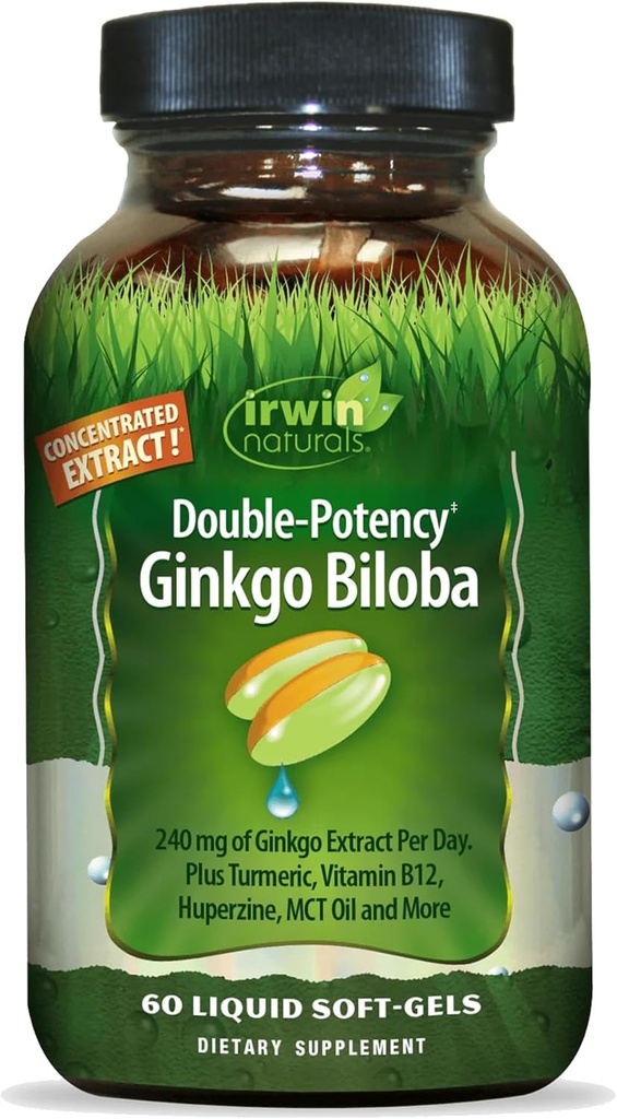 Irwin Naturals DobbelPotency Ginkgo Biloba - 60 Softgels - Forbedre hukommelse, mental fokus og energi