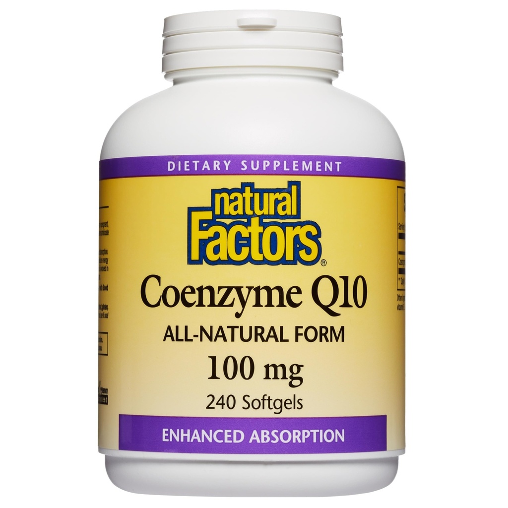 Natural Factors Coenzyme Q10 - Antioxidant Support Supplement Supports Cellular Energy Production - Better Absorption Aids Healthy Heart Function - 100 mg, 240 Softgels (240 Servings)