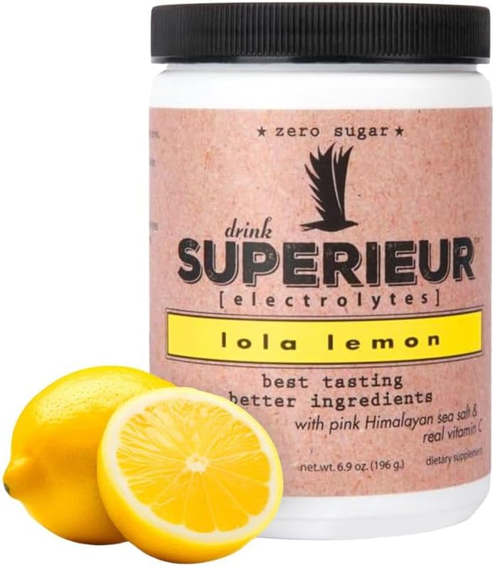 Superieur Electrolytes – Plantebasert Electrolyte Supplement m/Sea Minerals for Hydration & Recovery – Ketovennlig, Ikke-GMO, Null Sukker, Vegan sunne sportsdrikk pulver – Lola sitron (70 serveringer)