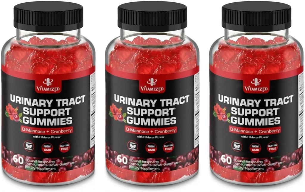 Potent Cranberry Gummies 1500mg med D Mannose - Urinal Tract Helse for kvinner og menn, Urin flush & Bladder Fast-Acting Support Supplement med Hibiscus pulver, 180 greve