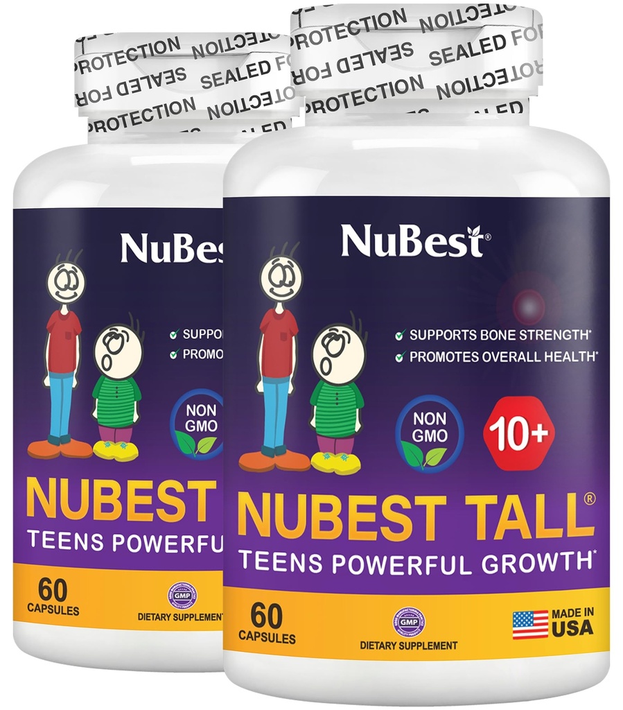 NuBest Tall 10+ - Advanced Bone Styrke Formula - støtter immunitet, sunn utvikling og optimal velvære - for barn (10+) & tenåringer som drikker melk daglig - Pakke 2 2 måneders forsyning