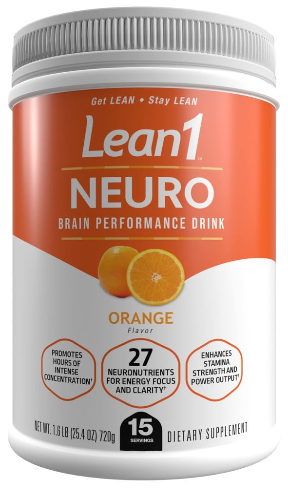 Lean1 Neuro, Mental energi pulverdrikk, oransje smak, 15 serveringsbad av Nutrition53
