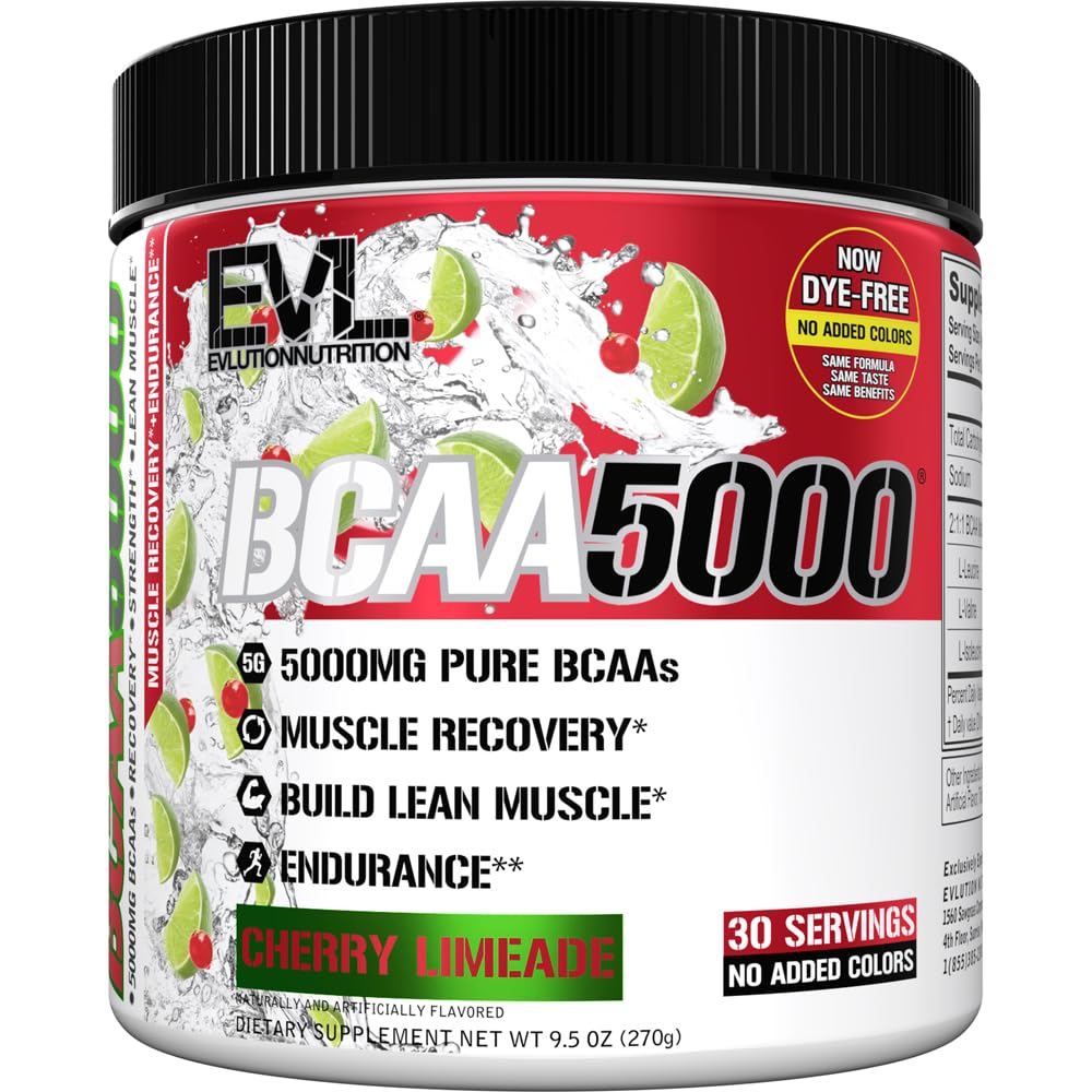 Evlution EVL BCAA Aminosyrer pulver - BCAA pulver post trening gjenopprette drikke og stimul gratis pre trening energi - 5g grened kjede Aminosyrer Supplement for menn - Cherry Limeade