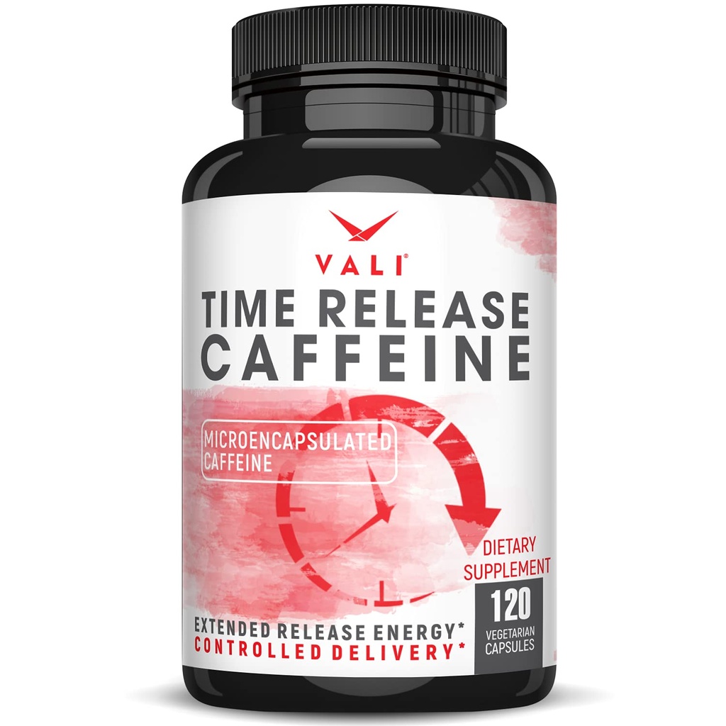 VALI Time Release Koffein 100mg Kapsler- Smart Slow Release for utvidet energi og fokus. Avansert Nootropic Supplement. Brain Booster Aktiv ytelse, varsling og klarhet. 120 Veggie kapsler