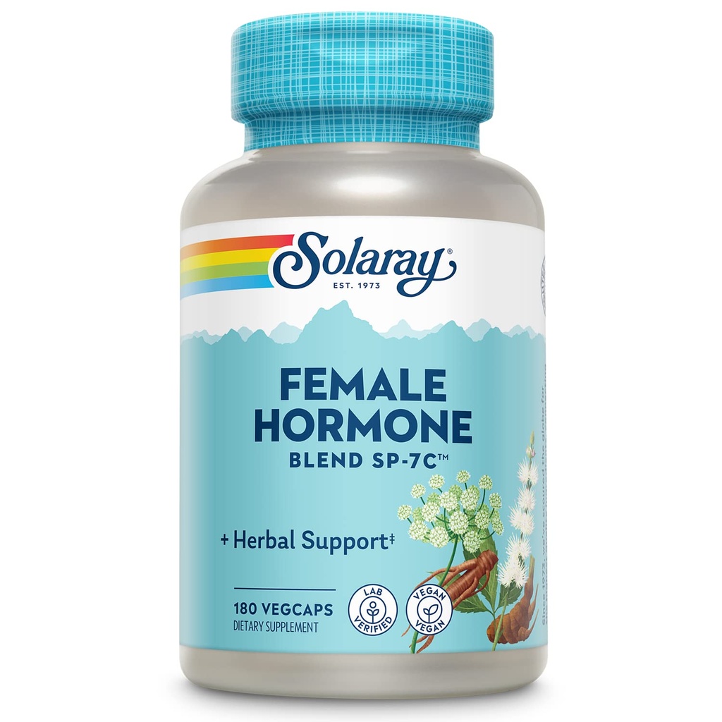 SOLARAY Kvinnelig hormon blanding SP-7C, Herbal blanding inneholder svart cohosh, Dong Quai, Lidenskapsblomster, Sag Palmetto, Wild Yam og mer 180 VegCaps