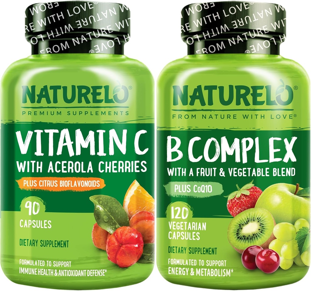 NATURELO vitamin C kapsler, 90 greve vitamin B kompleks 120 greve