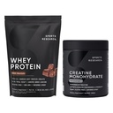 Sports Research® Kreatin Monohydrat (10,58 oz) og nederlandske sjokolade Whey Protein (2 lbs), Dynamisk Duo for Lean Muscle Building, forbedret ytelse og styrke og trening gjenoppretting