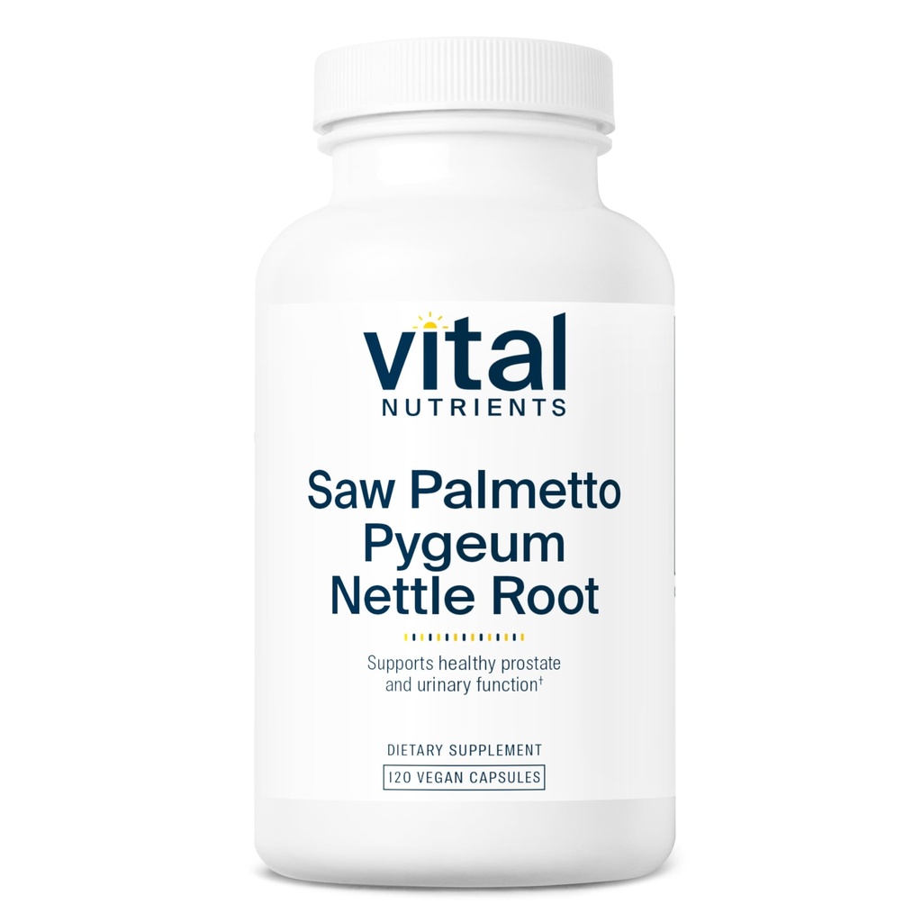 Vitale næringsstoffer så Palmetto med Pygeum & Nettle Root - Vegansk Sag Palmetto for menn støtter sunn prostata funksjon* - Gluten, Dairy, Soya Gratis - 120 Kapsler
