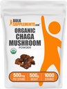 BulkSupplements.com Organisk Chaga Mushrooms pulver - Chaga Mushroom Supplement, Superfood Supplement - Vegansk & Glutenfri, 500mg per servering, 500g (1,1 lbs) (Pack of 1)