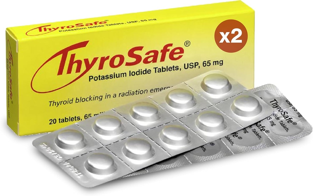 65 mg Kalium jodide tabletter (40 Pack) - Beskytter din tyroid fra kjernefysisk stråling eksponering