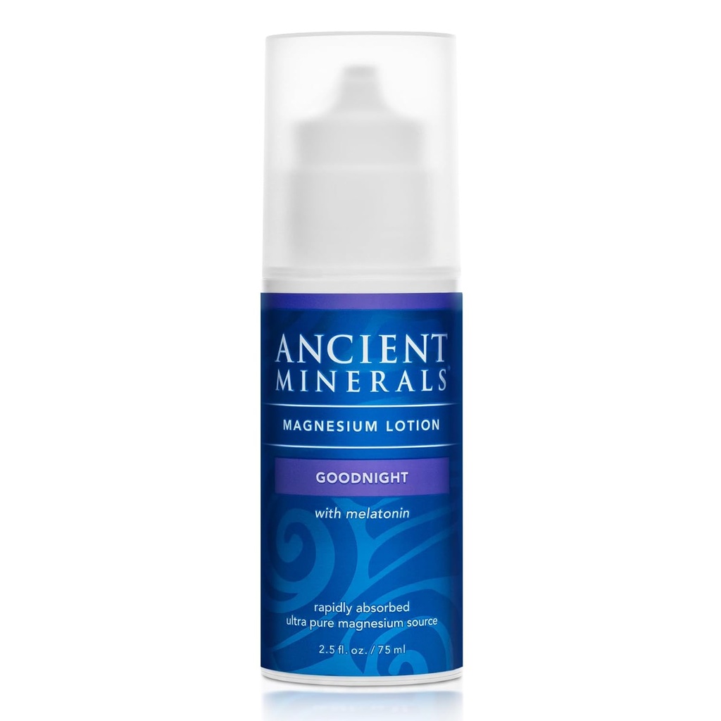 Gamle mineraler Magnesium Lotion God natt krem inneholder melatonin med magnesiumklorid og OptiMSM en aktuell nattlig fuktighetsgivende lotion(2,5 oz)
