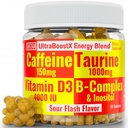 SHIZAM Taurine 1000mg Koffein 150mg Energi Gummies w D-3 B-12 B Kompleks Inositol, Gel Gels vitaminer Vitamin Drikkekapsler Drikkeskudd Chews Piller Powder Alt, Running Runners Kosttilskudd