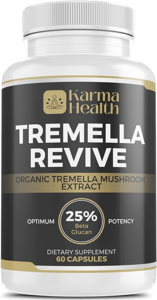 Tremella Mushroom Powder Capsules - Compressed White Snow Fungus Mushroom Powder Supplement - 25% Beta Glucan innhold, Vegansk & GMO Gratis. Snow Fungus Organic Supplement