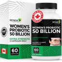 Probiotika for kvinner 50 milliarder CFU per 2 kapsler – MAKTREK-teknologi, 4 probiotiske strimler og prebiotiske blanding– støtter digestion helse & Gut Flora Balance– laget i Canada– 60 kapsler