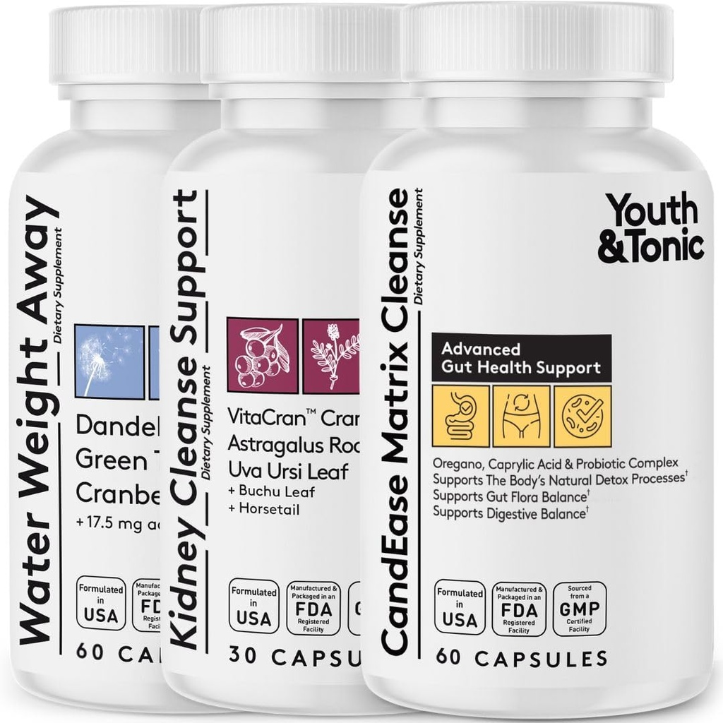 Ungdom & Tonic CandEase Kompleks Bundle Supplement ® Digestive System Cleanse Gut helse & intestinal Flora Støtte