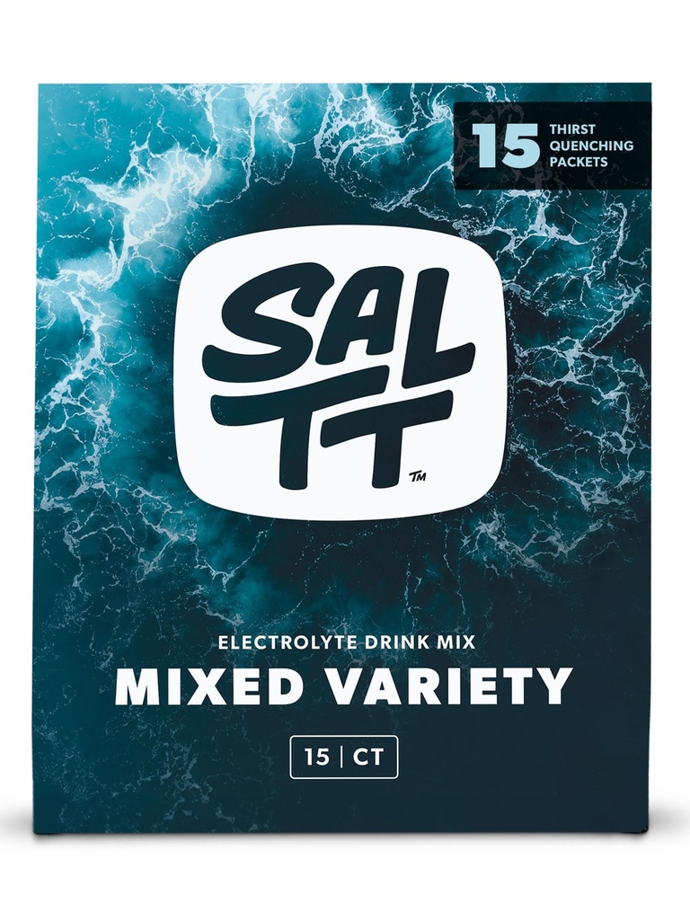 SALTT Electrolytes Powder Packets, Alle ting Blandet Variety Pack (15 pakker) - Magnesium, Kalium, Natrium, Spor Mineraler - Vegan & Glutenfri - Reise Essentials - laget i USA