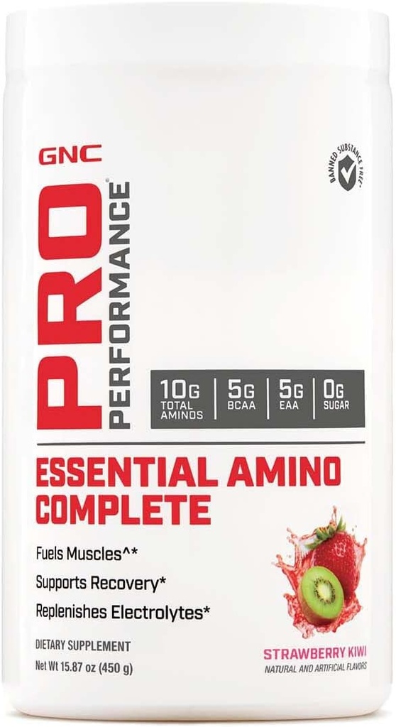GNC Pro ytelse Essential Amino Komplett, Jordbær Kiwi, 15.87 oz., støtter muskel gjenoppretting