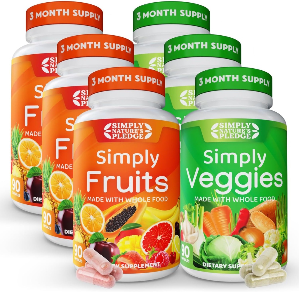 Bare naturens pledge - pakket med 42 forskjellige frukter og grønnsaker - 3 måneders forsyning-laget med hele mat Superfoods - med Aloe Vera - 100% soya gratis - 540 kapsler