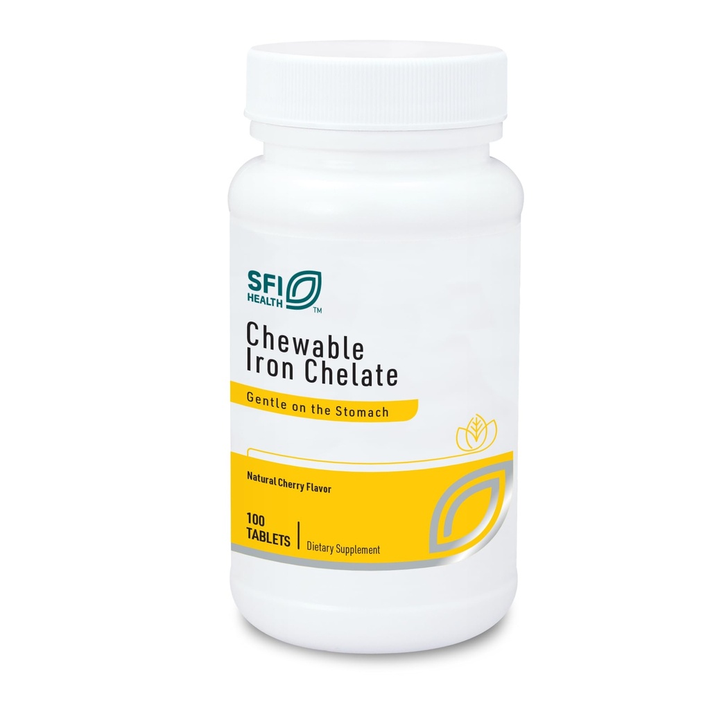 Klaire Labs SFI Helse Chewable jern Chelate - 30 Milligram Elemental jern, lett på magen & hypoallergenic, naturlig Cherry Flavor (100 tabletter)